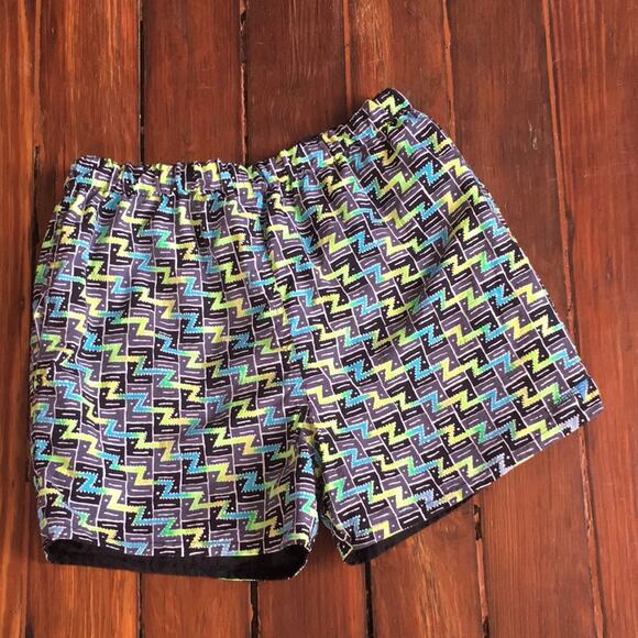 Vintage Stubbies reversible geometric print elastic waist unlined swim trunks - Picture 1 of 7